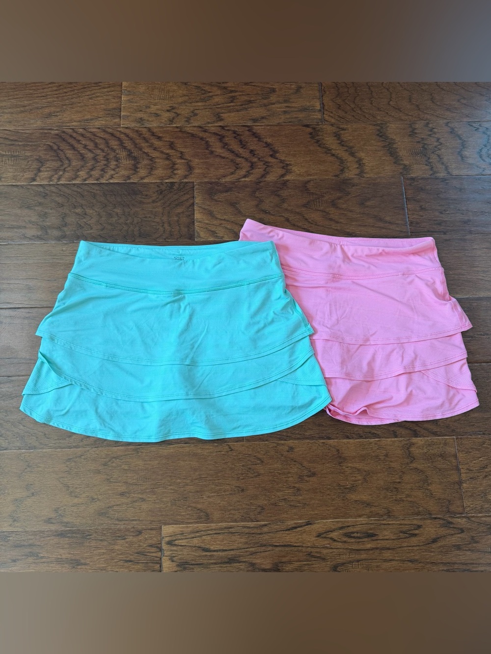 ATHLETA GIRL Swing Skort Pink/Teal XXL /16 Athletic Tiered Skirt Tennis Lot Of 2